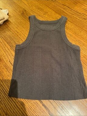 aerie Charcoal Ribbed Tank Top